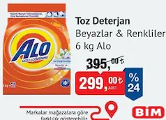 ALO TOZ DETERJAN 6 KG fiyat ve kampanya bilgisi